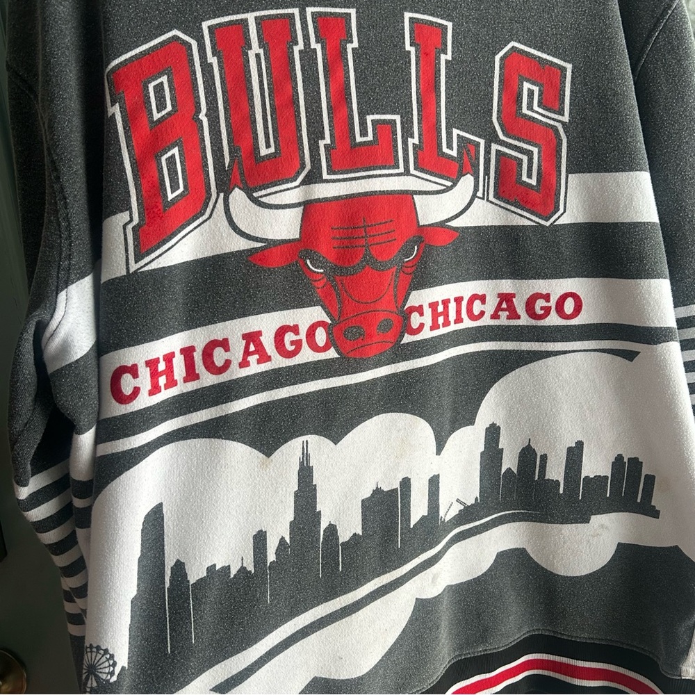 Vintage 90s Chicago Bulls Sweatshirt All Over Print Crew Neck Basketball NBA XXL - Picture 6 of 13